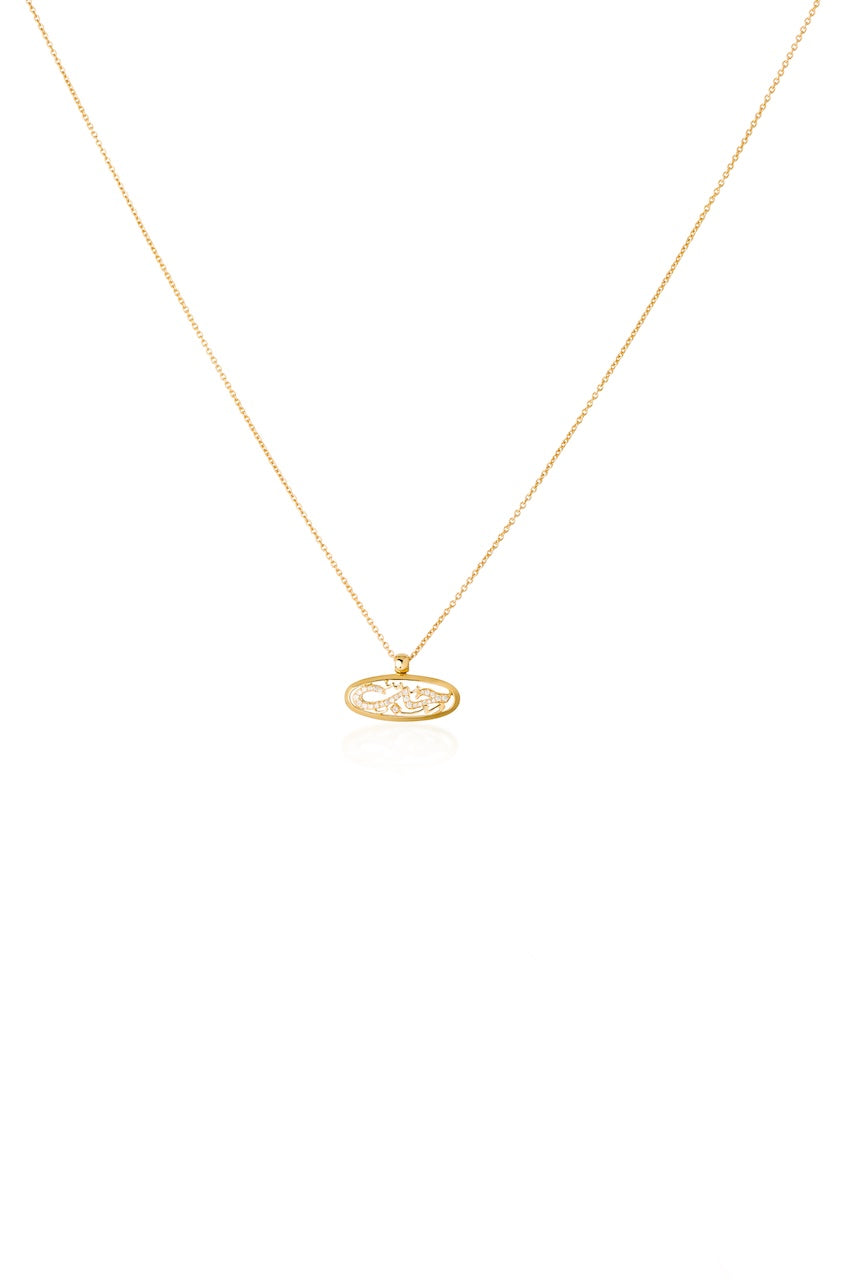 Hobb Necklace (Love) (White Diamonds, Oval)